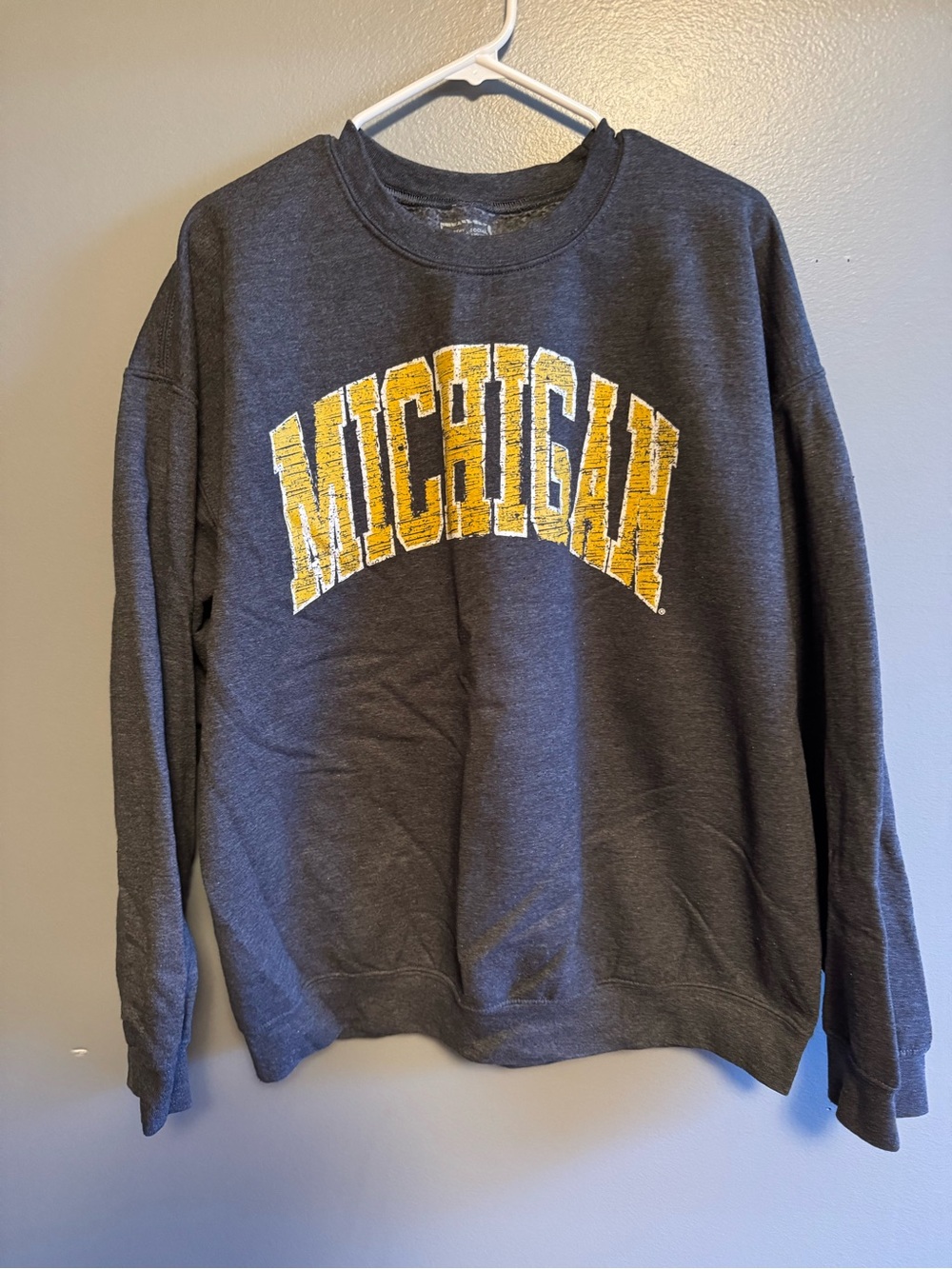 Michigan Arch Crewneck Sweatshirt - Charcoal with Yellow
